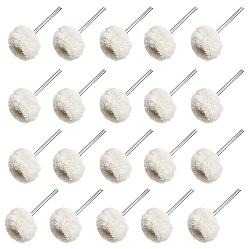 Vleant 20 Pcs 3mm(1/8in) Shank Cotton Strip Polishing Brush Accessories Buffing Jewelry Polishing Grinder kit Head Drill Power Rotary Tool polishing kit - Image 1